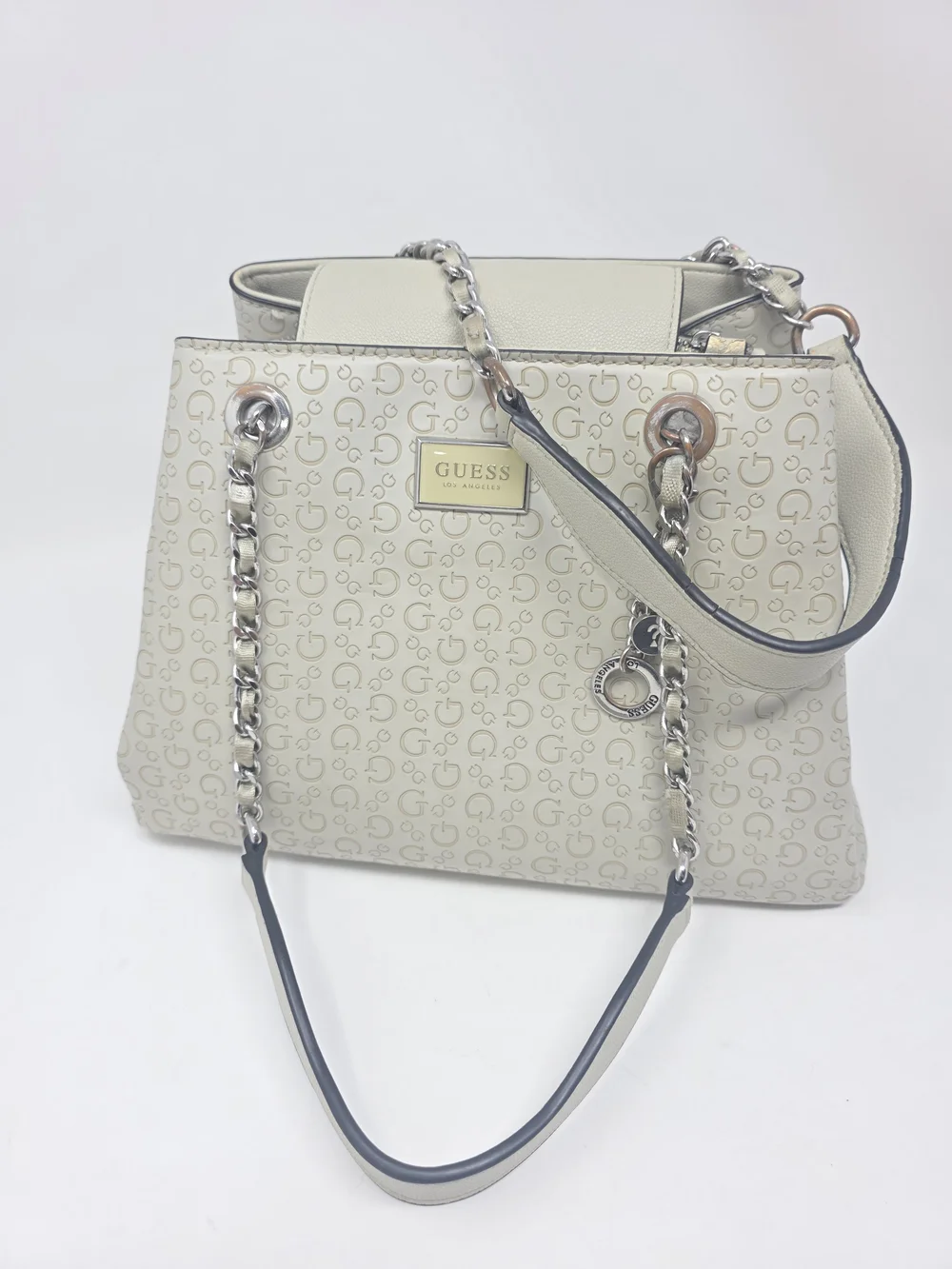 GUESS Bag Cream Monogram Chain-Handle Purse